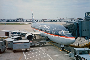 N427US at the gate at Pittsburgh International Airport