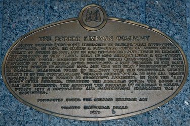 Historic plaque at The Bay Queen Street