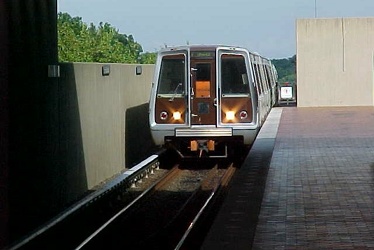 Train arriving at East Falls Church