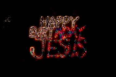 "Happy Birthday Jesus" lighting display