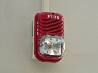 SpectrAlert fire alarm horn/strobe at Benjamin Franklin Middle School