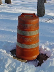 Construction barrel at Manassas rest area