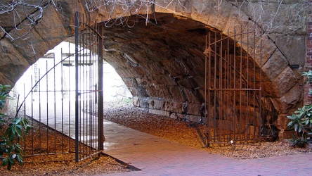 Archway and gate at Reynolds Wrap building [01]