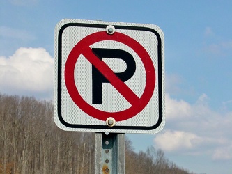 No parking sign on Gathright Dam