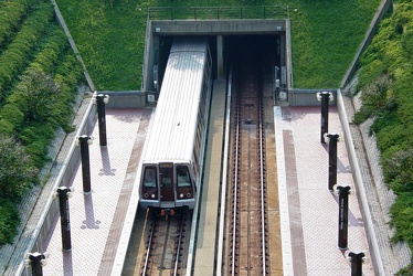 Train arriving at Prince George's Plaza station