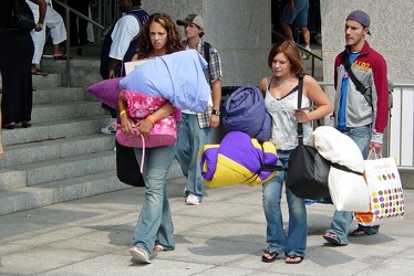 Two women leaving the American Idol tryout