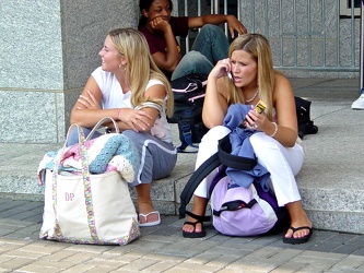 Woman talking on the phone at Washington Convention Center