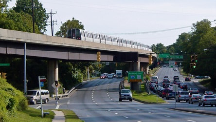 Red Line train on aerial structure