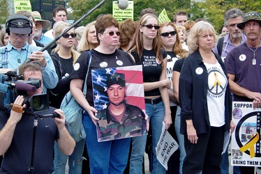 Crowd at anti-war protest outside of Arlington National Cemetery