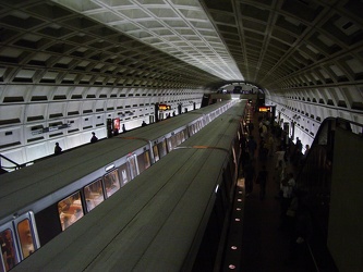 Two trains at Smithsonian station