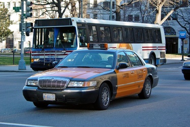 Taxicab and Metrobus on I Street NW