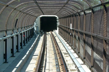 Short section of track in cages