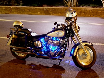 Motorcycle with blue lighting