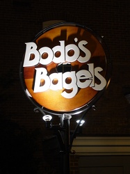 Bodo's Bagels sign