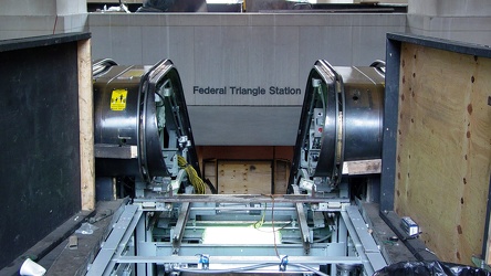 Escalator under repair at Federal Triangle station