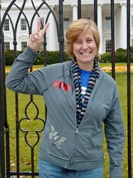 Cindy Sheehan outside of the White House