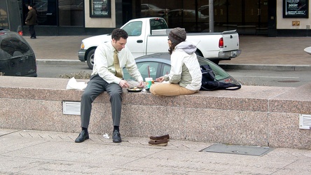 Eating lunch at Freedom Plaza