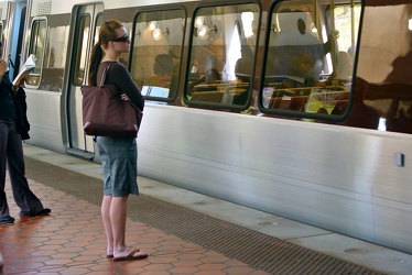 Woman waiting at Fort Totten