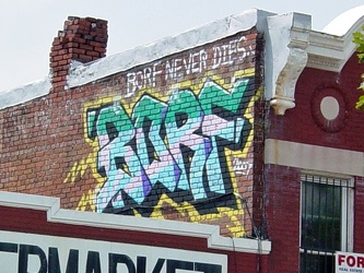 Borf graffiti on Bobby Fisher Memorial Building