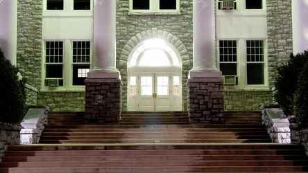 Entrance to Wilson Hall at night