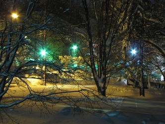 Vacant lot in Aspen Hill, Maryland at night following first "Snowmageddon" storm [04]