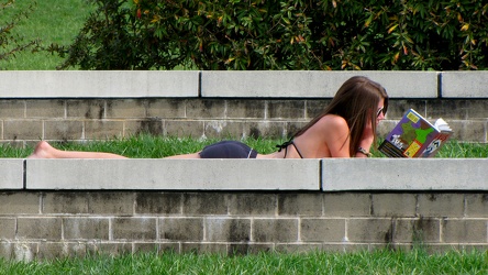 Student reading in Astronomy Park