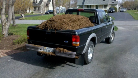 Truck filled with mulch