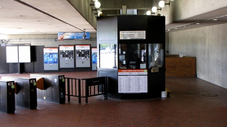 Kiosk and faregates at Landover station