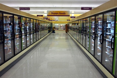 Frozen food aisle at Giant Food in Wheaton, Maryland