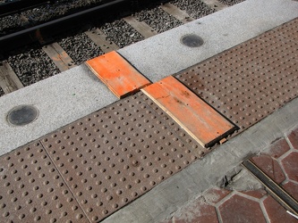 Platform edge under renovation at Shady Grove station