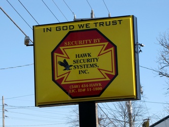 Sign for Hawk Security Systems