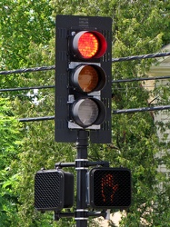 Traffic light at Main Street and Dover Road