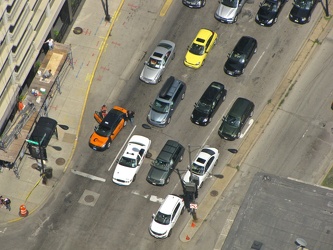 Traffic at a signal on North Lake Shore Drive