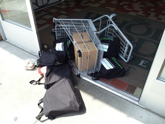 Overturned shopping cart