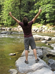 Striking a pose on a rock