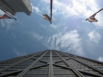 John Hancock Center and flags