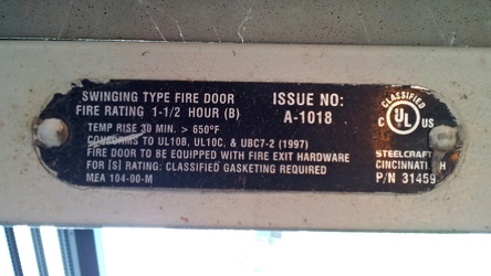 Fire door rating label