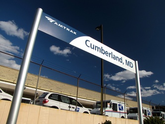 Amtrak signage at Cumberland station