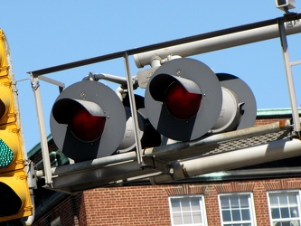 Railroad crossing lights at Baltimore Street