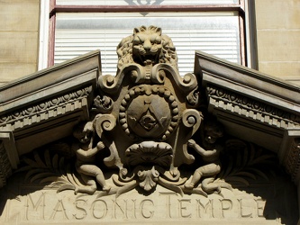 Detail on Masonic Temple pediment