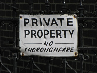 Private property sign on gate