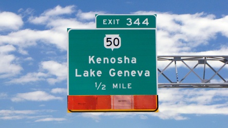 Sign for exit 344 on Interstate 94 in Kenosha, Wisconsin