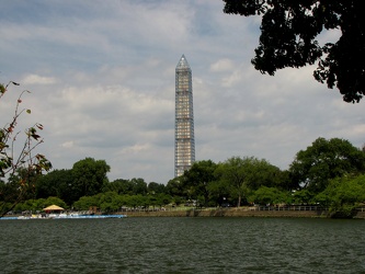 Washington Monument in scaffolding, viewed from across the Tidal Basin near the Jefferson Memorial [04]