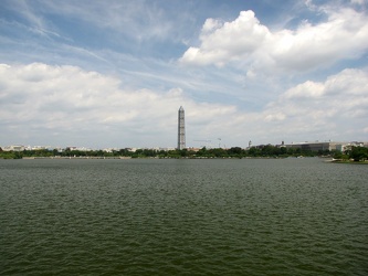 Washington Monument in scaffolding, viewed from across the Tidal Basin near the Jefferson Memorial [08]