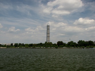 Washington Monument in scaffolding, viewed from across the Tidal Basin near the Jefferson Memorial [09]