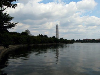 Washington Monument in scaffolding, viewed from across the Tidal Basin near the Martin Luther King Jr. Memorial [03]