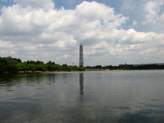 Washington Monument in scaffolding, viewed from across the Tidal Basin near the Martin Luther King Jr. Memorial [04]