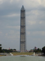 Washington Monument in scaffolding, viewed from the west end of the Lincoln Memorial Reflecting Pool [01]