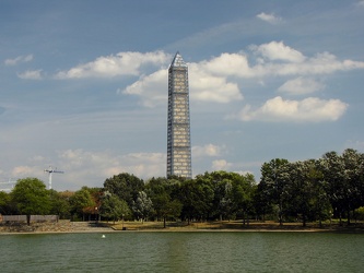 Washington Monument in scaffolding, viewed from Constitution Gardens [04]