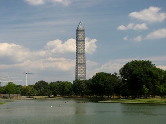 Washington Monument in scaffolding, viewed from Constitution Gardens [05]